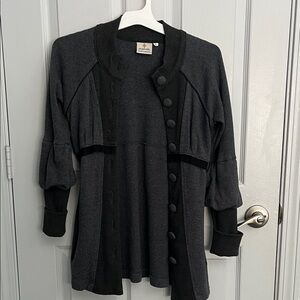 Anthropologie Dark Gray Button-Up Cardigan